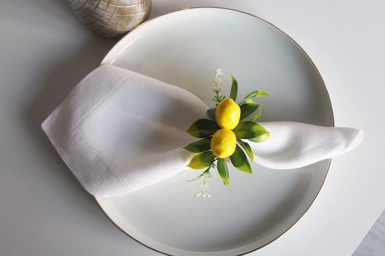 Lemon Floral Napkin Ring, Summer Trend Napkin Ring, Floral Napkin Holder, Yellow Napkin Ring, Wedding Table Decor, Plastic Artificial Lemon image 6