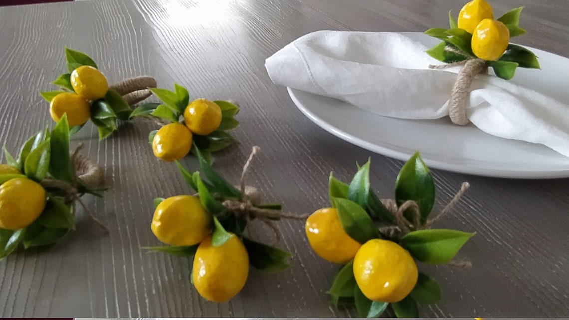 Lemon Napkin Holder Lemon Napkin Ring Floral Napkin Holder Etsy