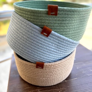 Cotton Rope Baskets, Handmade Cotton Rope Organizer Basket, Rope Storage Bowls, Cotton Cord Rope Basket, Bathroom Rope Storage Basket