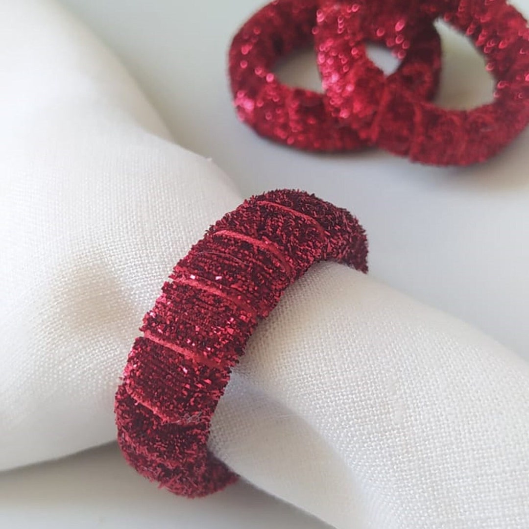 Red Napkin Rings Red Glitter Christmas Napkin Ring Glitter Etsy