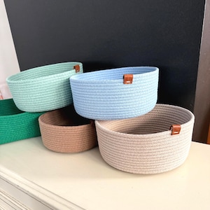 Cotton Rope Baskets, Handmade Cotton Rope Organizer Basket, Cotton Rope Storage Bowls, Organic Cotton Cord Basket, Bathroom Storage Basket