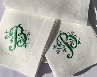 Monogrammed Linen Napkins, Embroidered Napkin, Embroidered Wedding Napkins, 20"x20" Linen Napkin, Dinner Napkins, Napkins Gift Set