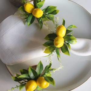 Lemon Floral Napkin Ring, Summer Trend Napkin Ring, Floral Napkin Holder, Yellow Napkin Ring, Wedding Table Decor, Plastic Artificial Lemon image 9