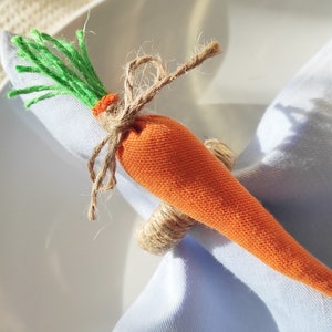 Easter Napkin Rings, Carrot Napkin Ring, Cloth Carrot Napkin Holder, Easter Table Decor, Easter Kitchen Decor, Easter Carrot Table Decor image 1