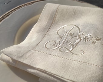 Custom Monogrammed Linen Napkin, Monogrammed Linen Napkins, Embroidered Custom Napkins Gift, Monogrammed Custom Napkins