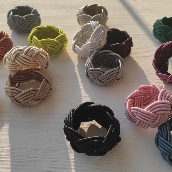 Colorful Napkin Rings, Rayon Knot Napkin Rings, Napkin Holder for Dining Decor, Napkin Rings Made by Cord, Sailor Napkin Ring