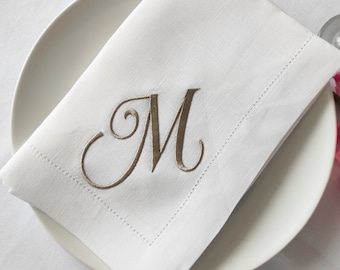 Monogrammed Linen Napkins, Embroidered Linen Napkin, Wedding Napkins, 20" Linen Napkin, Dinner Napkins, Napkins Gift Set, Decorative Napkins