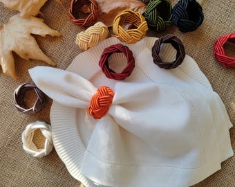 Colorful Napkin Rings, Rayon Knot Napkin Rings, Napkin Holder for Dining Decor, Napkin Rings Made by Cord, Sailor Napkin Ring