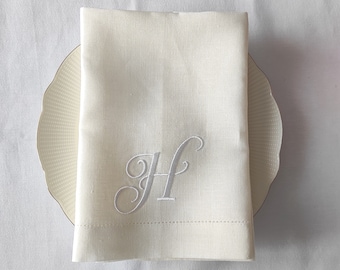 Monogrammed Linen Napkins, Embroidered Linen Napkin, Wedding Linen Napkins, Hemstitched Linen Napkin, Dinner Napkins, Decorative Napkins