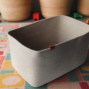 Rectangle Cotton Rope Organizer Basket, Custom Rope Storage Bowls, Square Cotton Rope Basket, Bathroom Cotton Rope Storage Basket