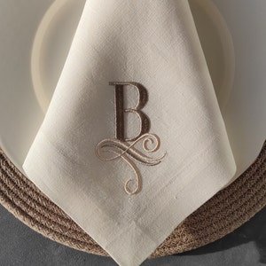 Monogrammed Linen Napkins, Embroidered Linen Napkins, Dinner Linen Napkins, Wedding Napkins, Custom Embroidery Linen Napkins