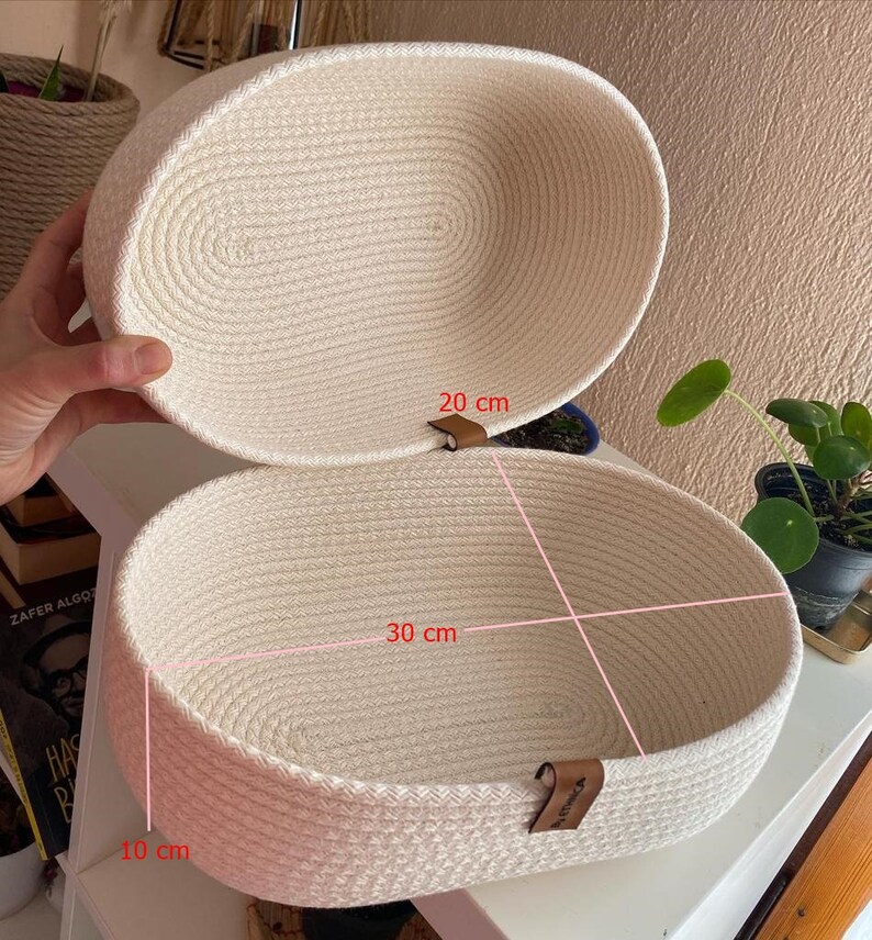 Handmade Cotton Oval Basket Cotton Rope Storage Basket Oval Etsy