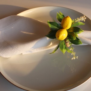 Lemon Floral Napkin Ring, Summer Trend Napkin Ring, Floral Napkin Holder, Yellow Napkin Ring, Wedding Table Decor, Plastic Artificial Lemon image 10