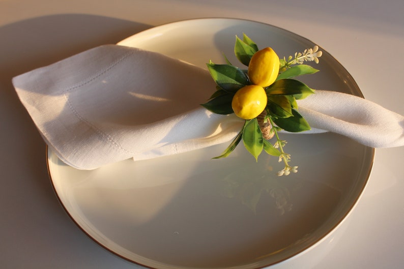 Lemon Floral Napkin Ring, Summer Trend Napkin Ring, Floral Napkin Holder, Yellow Napkin Ring, Wedding Table Decor, Plastic Artificial Lemon image 10