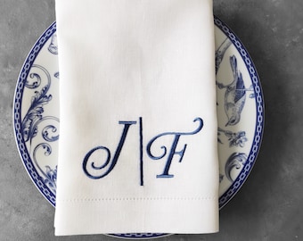 Broderade linneservetter, monogramservetter, nautiska linneservetter, bröllopsservetter, anpassade broderade linneservetter