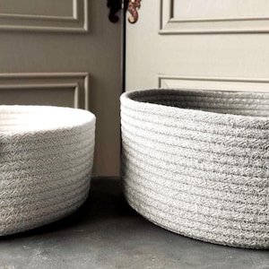 Cotton Rope Storage Baskets, Handmade Cotton Organizer Baskets, Cotton Rope Storage Bowls, Rope Storage Baskets, Custom Size Rope Organizers