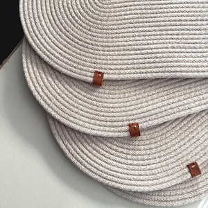 Buntes Seil Tischset, Baumwollseil Tischset, Handgewebtes Baumwollseil Tischset und Untersetzer, Baumwolluntersetzer, Baumwolluntersetzer, Handgemachter Baumwolluntersetzer