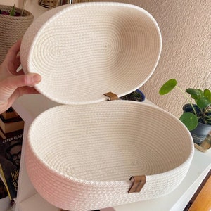 Cotton Basket, Oval Organizer Baskets, Handmade Cotton Rope Storage Basket, Handmade Oval Storage Basket, Home Decor Gift image 9