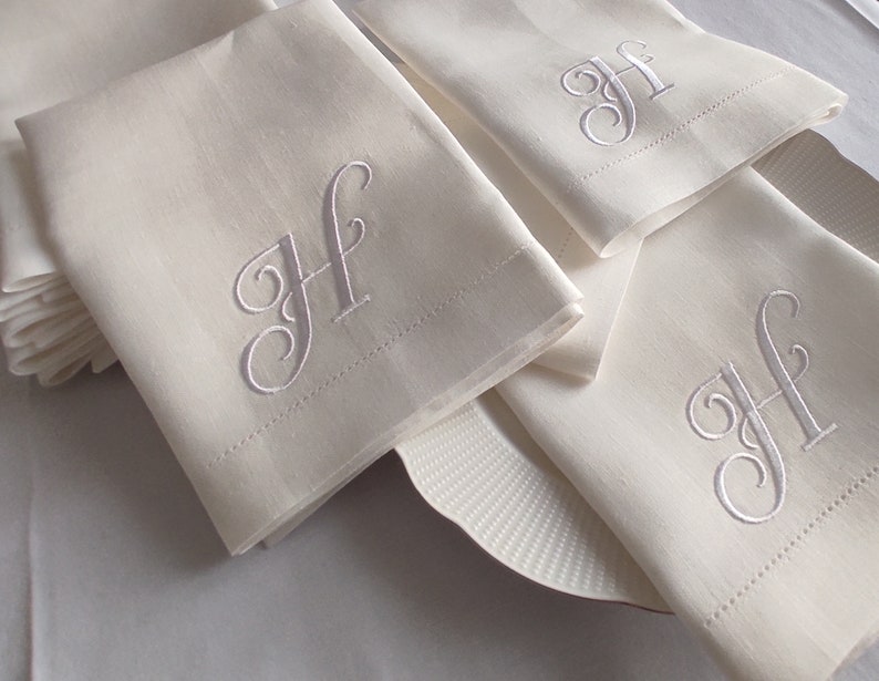 Monogrammed Linen Napkins Linen Wedding Napkins Embroidered Etsy