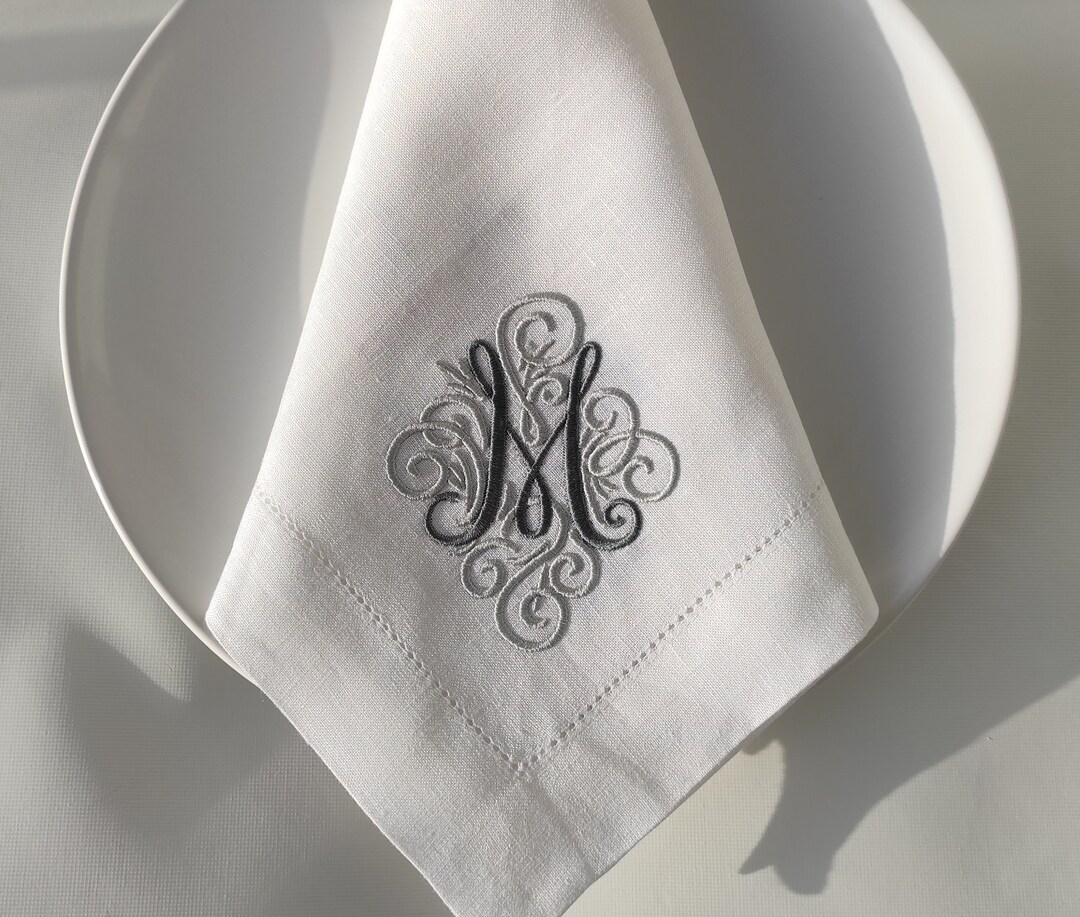 Personalized Linen Napkins, Custom Linen Napkins, Embroidered Linen
