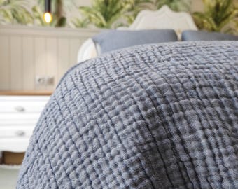Soft Organic Cotton Gauze Blanket, Muslin King Queen Bedspread, Muslin Throw Blanket, 4 Layered Gauze Cotton Throw Blanket