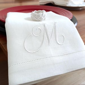 Wholesale White Embroidered Wedding Napkins, Monogrammed Wedding Napkin, Linen Wedding Napkin, Initials Monogrammed Napkin, Wedding Gift
