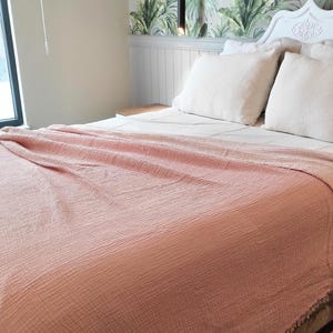 Gauze Muslin Summer Blanket, Soft Organic Cotton Gauze Blanket, Twin Queen King Size Bedspread,  4 Layered Gauze Cotton Throw Blanket