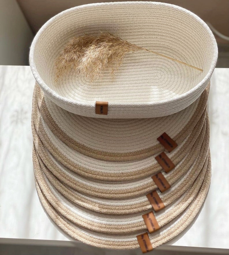 Handmade Cotton Oval Basket Cotton Rope Storage Basket Oval Etsy