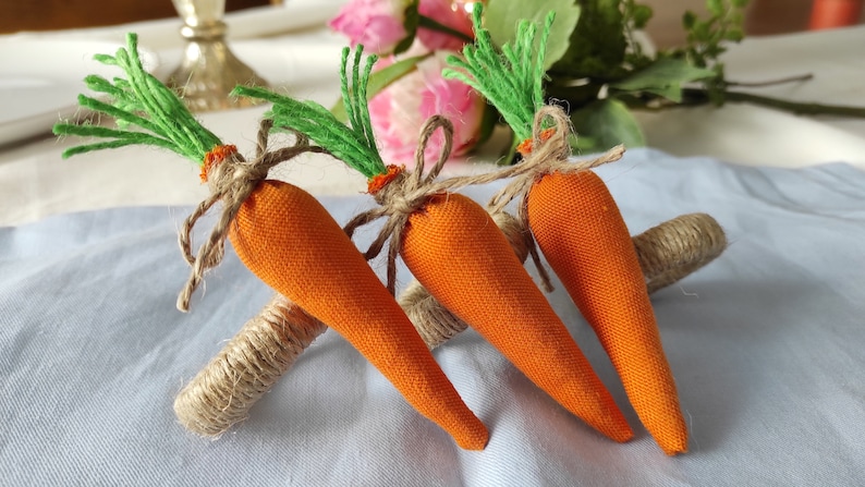 Easter Napkin Rings, Carrot Napkin Ring, Cloth Carrot Napkin Holder, Easter Table Decor, Easter Kitchen Decor, Easter Carrot Table Decor image 8