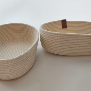 Cotton Basket, Oval Organizer Baskets, Handmade Cotton Rope Storage Basket, Handmade Oval Storage Basket, Home Decor Gift image 6
