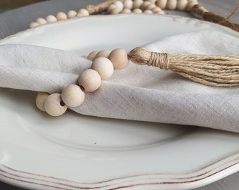 Rond de serviette en bois, rond de serviette en bois, rond de serviette en hêtre, décor de cuisine, décor de table, rond de serviette de Thanksgiving