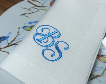 Personalized Embroidery Napkins, Custom Embroidered Linen Napkins, Monogrammed Linen Napkins, Dinner Napkins, Wedding Linen Napkins
