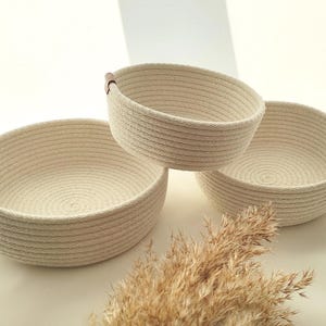 Handmade Rope Basket, Cotton Rope Storage Basket, Hand Woven Rope Storage Basket, Cotton Rope Bowls Various Sizes, Organizer Cotton Baskets