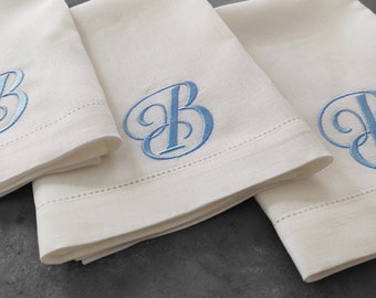 Linen Wedding Napkins, Monogrammed Linen Napkins, Embroidered Napkin, 20" Linen Napkin, Dinner Napkins, Napkins Gift Set, Decorative Napkins