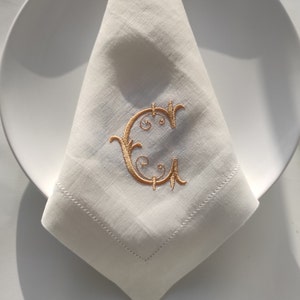Monogrammed Linen Napkins, Personalized Linen Napkins, Dinner Linen Napkins, Wedding Napkins, Custom Embroidery Linen Napkins