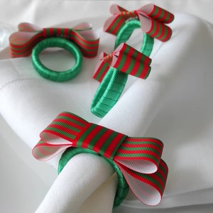 Christmas Napkin Ring, Red Green Striped Napkin Ring, Xmas napkin Ring, Christmas Table Decor, Christmas Gift, Wedding Table Decor image 4