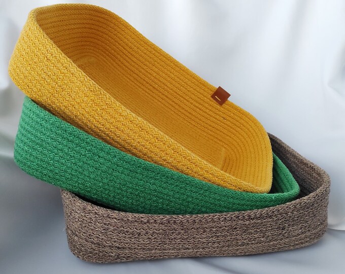 Square Cotton Rope Basket, Handmade Basket, Cotton Rope Organizer ...