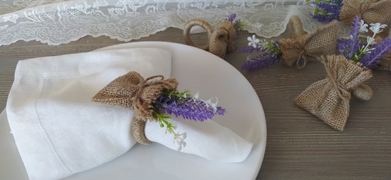Lavender Wedding Table Decor Lavender Napkin Ring Floral Napkin