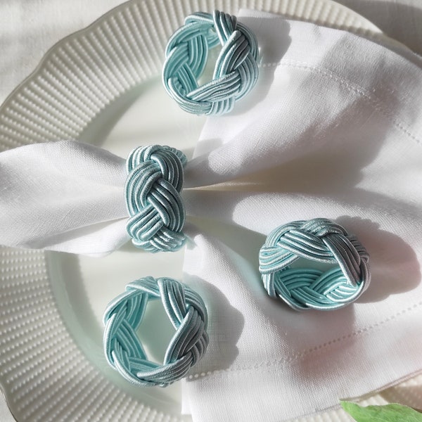 Rope Napkin Ring, Turquoise Blue Napkin Holder, Turks Head Napkin Ring, Rustik Napkin Ring, Wedding Table Decor, Housewarming Gift