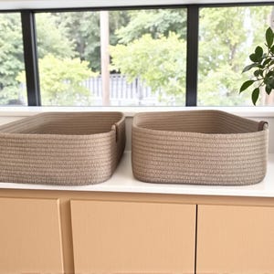 Cotton Rope Baskets, Handmade Cotton Rope Organizer Basket, Cotton Rope Storage Bowls, Organic Cotton Cord Basket, Bathroom Storage Basket