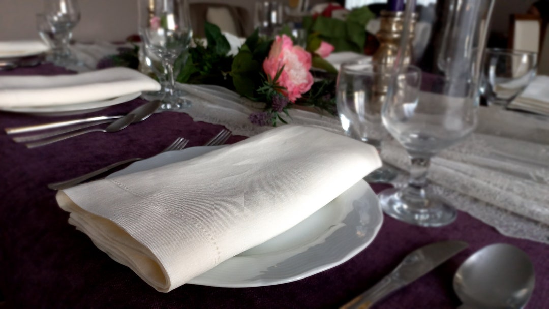 Hemstitched Linen Napkin Natural Linen Napkins Ecru Napkin Etsy