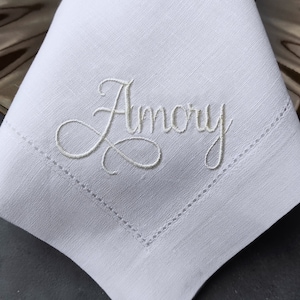 Monogrammed Linen Napkins, Embroidered Linen Napkins, Dinner Linen Napkins, Wedding Napkins, Custom Embroidery Linen Napkins