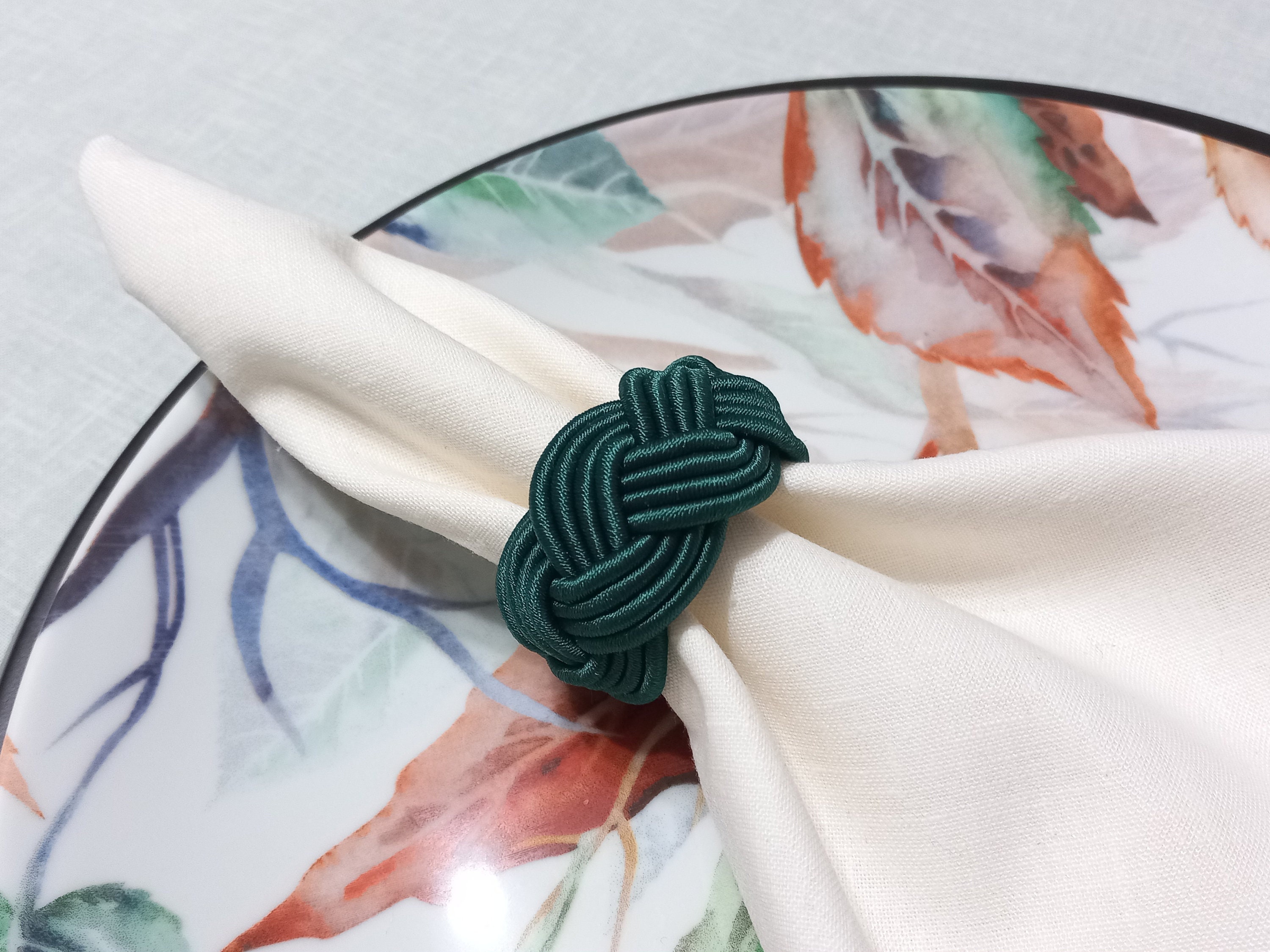 Green Christmas Napkin Rings Xmas Napkin Rings Nautical Napkin Ring Wedding Table Decor Kitchen Decoration Rayon Knot Napkin