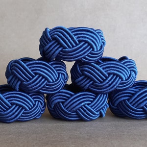 Portatovaglioli con nodo in cotone, portatovaglioli con nodo in rayon fatti a mano, portatovaglioli con nodo blu navy, portatovaglioli da marinaio, portatovaglioli in rayon con testa di turco
