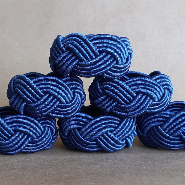 Navy Blue Napkin Rings, Sailor Napkin Ring, Rayon Napkin Ring, Wedding Table Decor, Kitchen Decor, Rayon Knot Napkin Rings