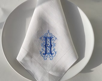 Monogrammed Linen Napkins, Monogrammed Linen Napkins, Embroidered Linen Napkins, Wedding Napkins, Custom Linen Napkins