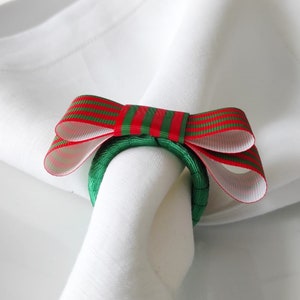 Christmas Napkin Ring, Red Green Striped Napkin Ring, Xmas napkin Ring, Christmas Table Decor, Christmas Gift, Wedding Table Decor image 10