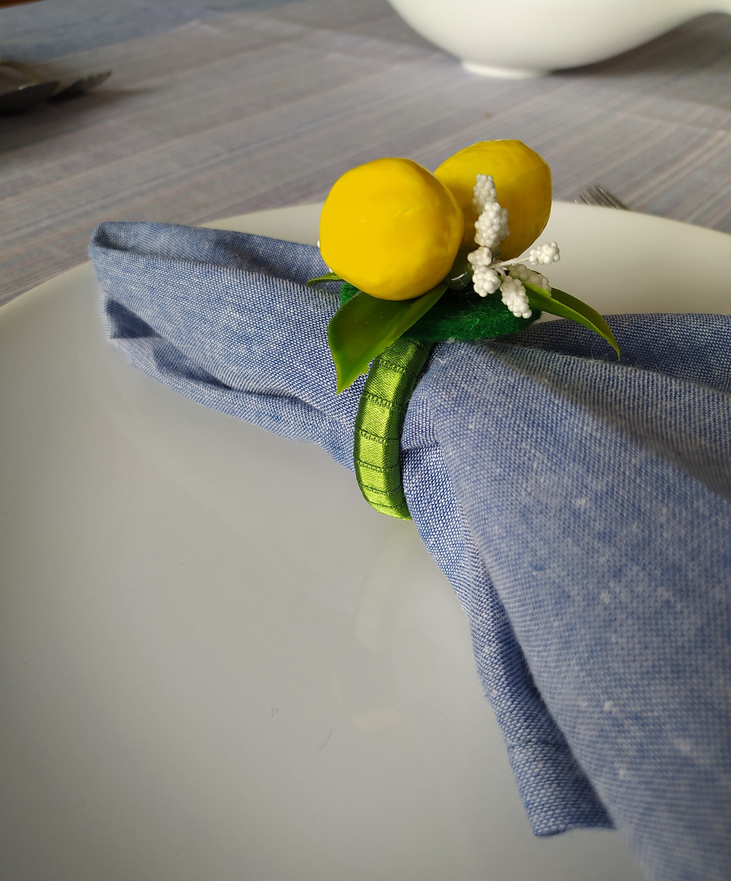 Lemon Citrus Floral Napkin Ring Floral Napkin Holder Yellow Etsy