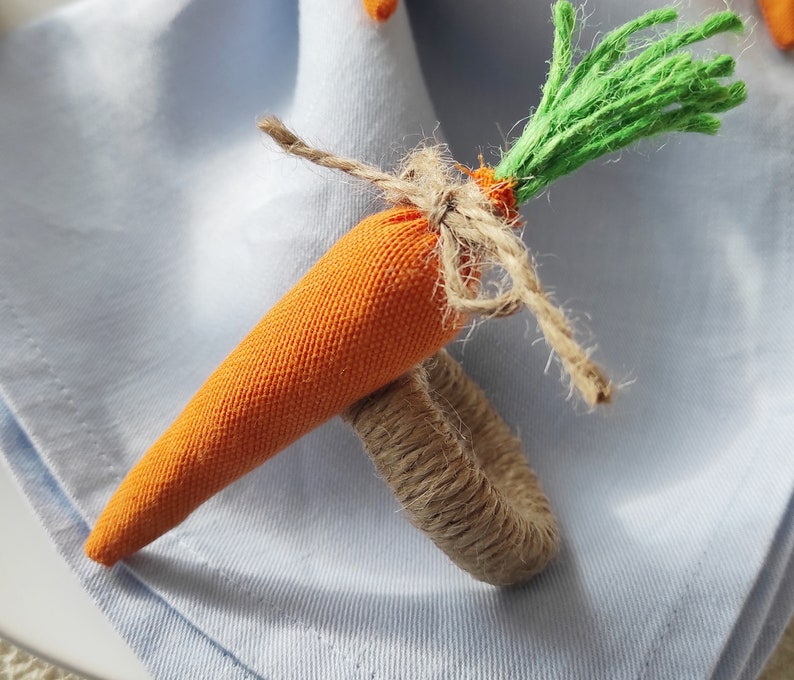 Easter Napkin Rings, Carrot Napkin Ring, Cloth Carrot Napkin Holder, Easter Table Decor, Easter Kitchen Decor, Easter Carrot Table Decor image 6