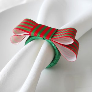Christmas Napkin Ring, Red Green Striped Napkin Ring, Xmas napkin Ring, Christmas Table Decor, Christmas Gift, Wedding Table Decor image 6